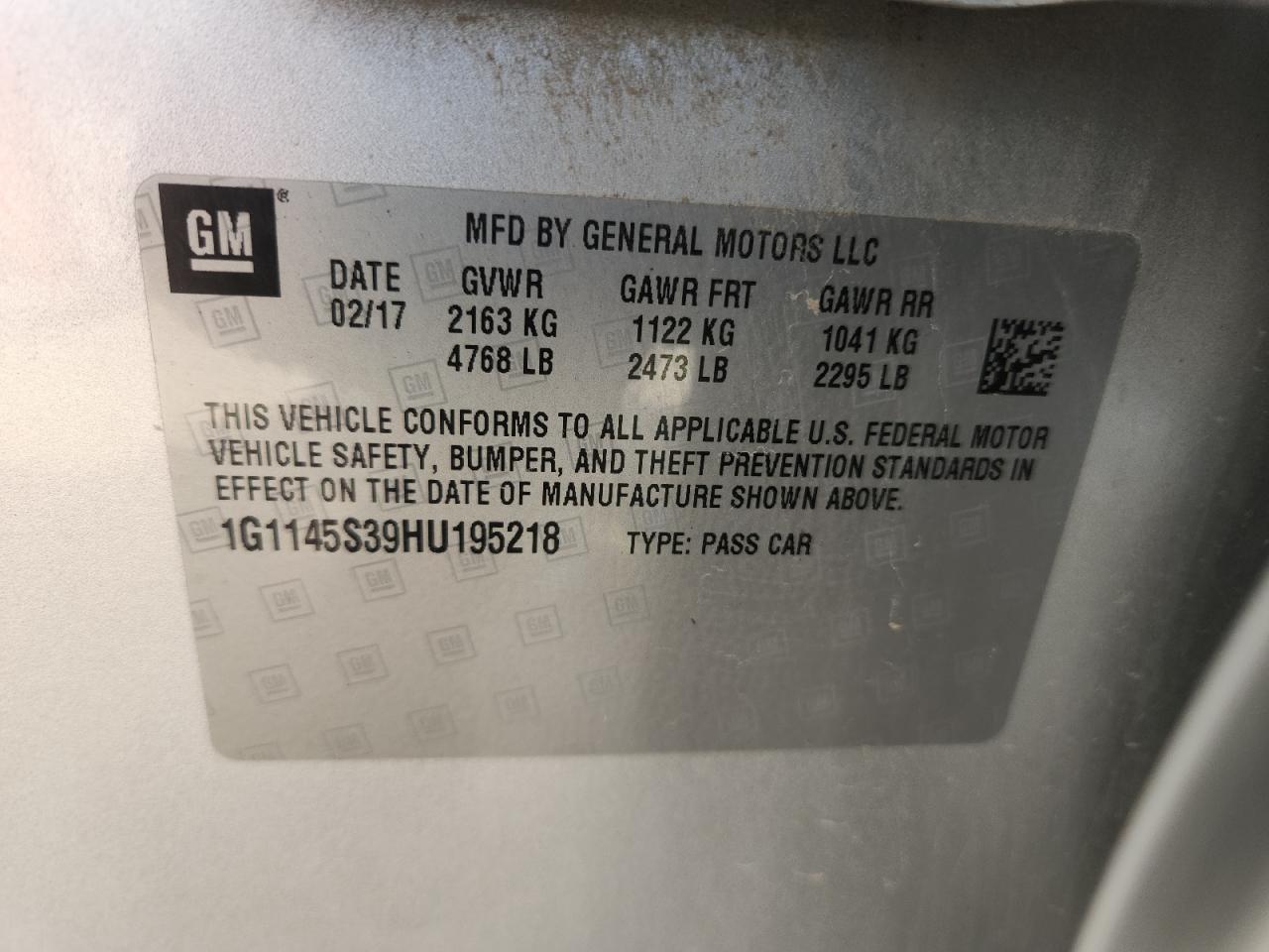 2017 Chevrolet Impala Premier VIN: 1G1145S39HU195218 Lot: 70153135