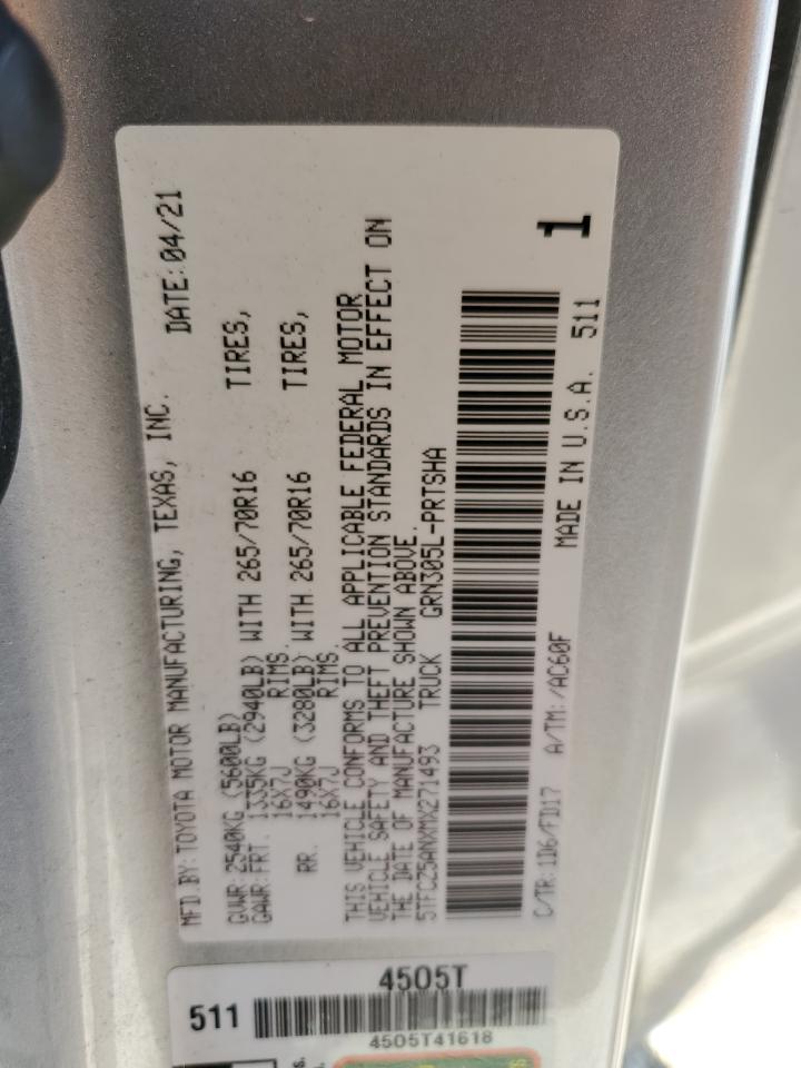 2021 Toyota Tacoma Double Cab VIN: 5TFCZ5ANXMX271493 Lot: 69414685