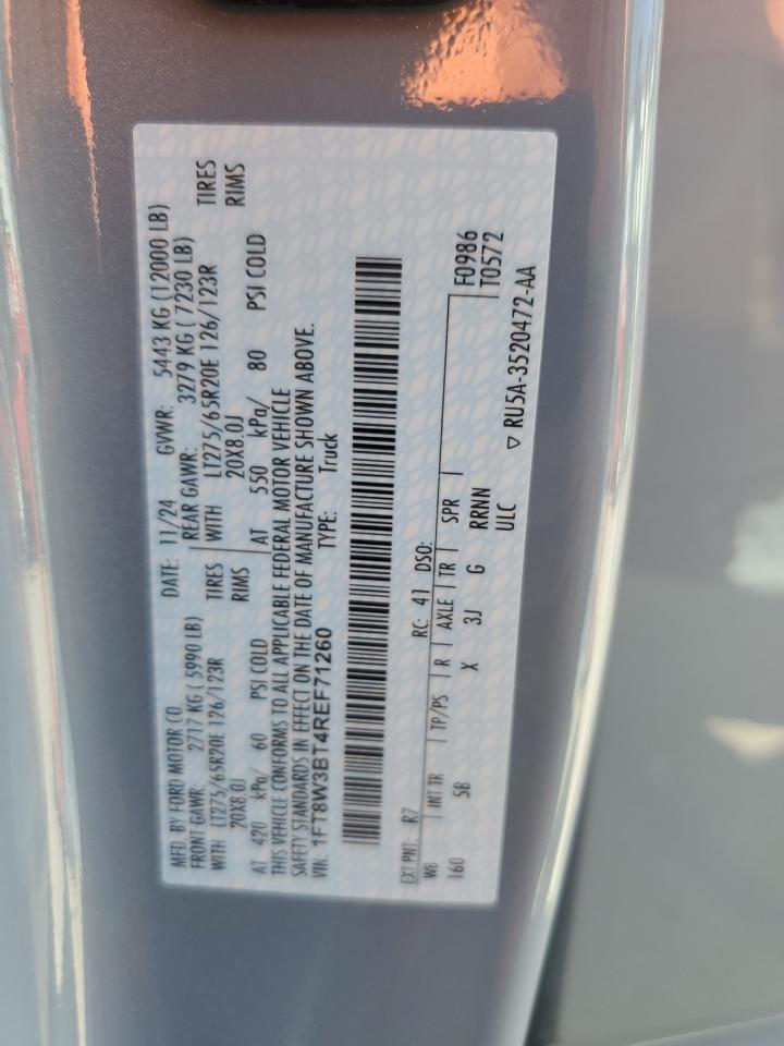 2024 Ford F350 Super Duty VIN: 1FT8W3BT4REF71260 Lot: 68742985