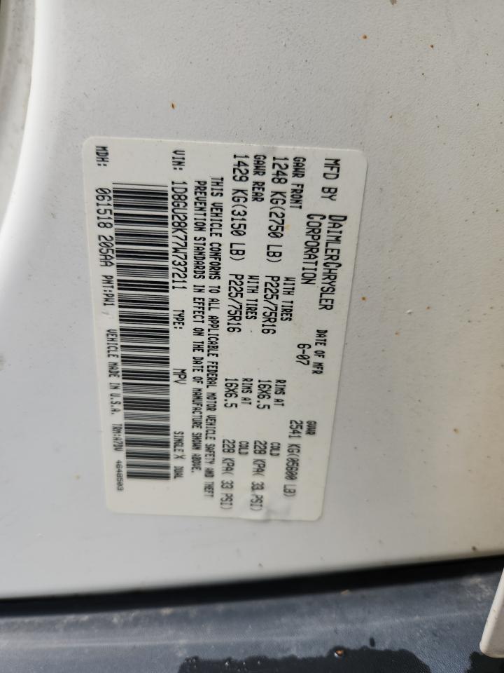 2007 Dodge Nitro Sxt VIN: 1D8GU28K77W737211 Lot: 70359245