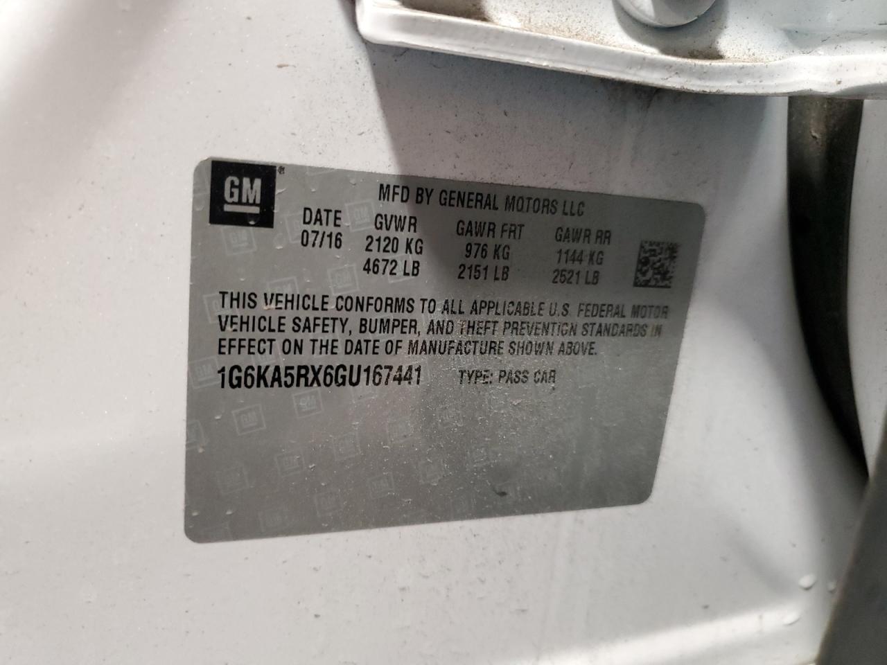 2016 Cadillac Ct6 VIN: 1G6KA5RX6GU167441 Lot: 67389975