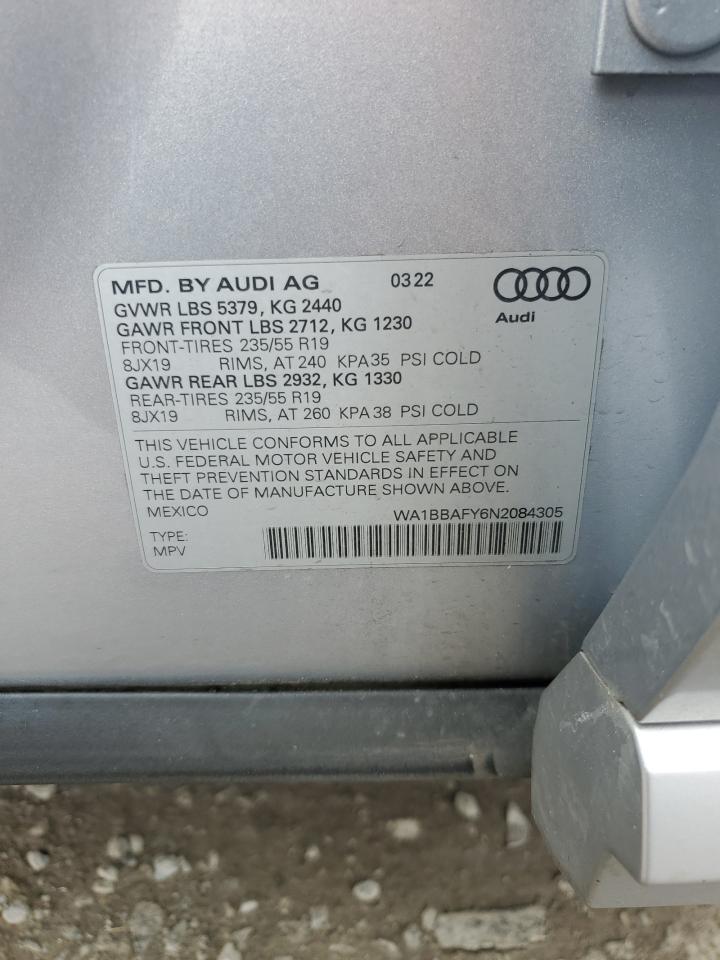 2022 Audi Q5 Premium Plus 40 VIN: WA1BBAFY6N2084305 Lot: 67822165