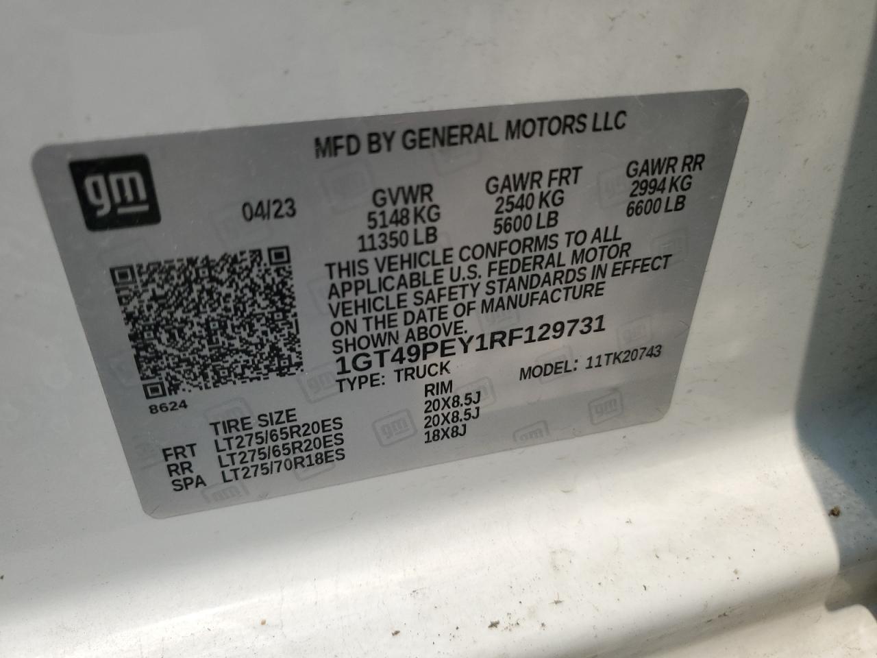 2024 GMC Sierra K2500 At4 VIN: 1GT49PEY1RF129731 Lot: 67541565