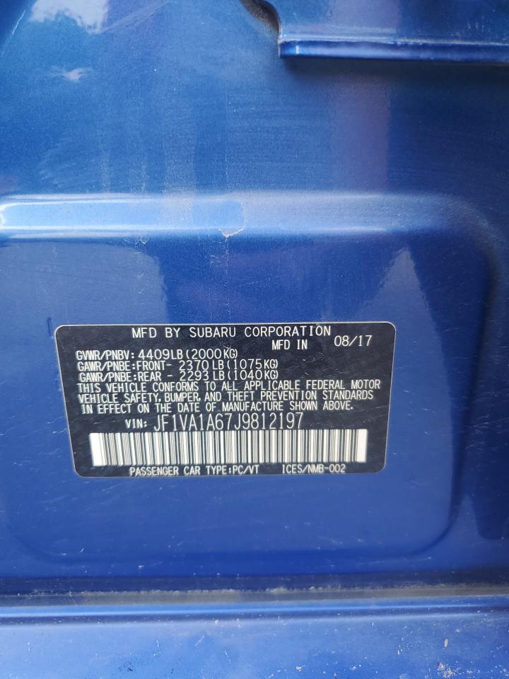 2018 Subaru Wrx VIN: JF1VA1A67J9812197 Lot: 70833565
