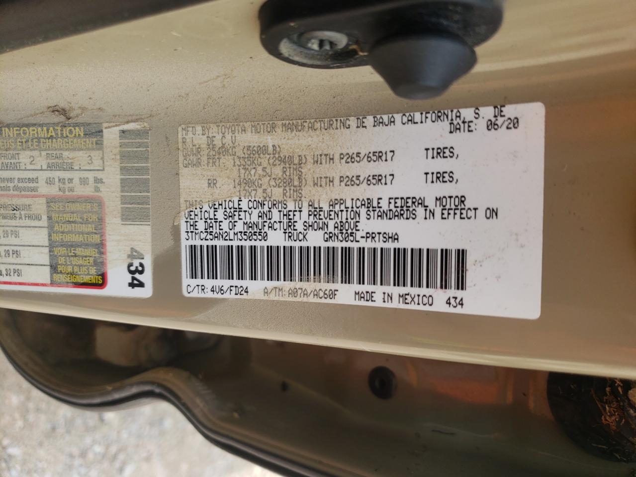 2020 Toyota Tacoma Double Cab VIN: 3TMCZ5AN2LM350550 Lot: 68075545