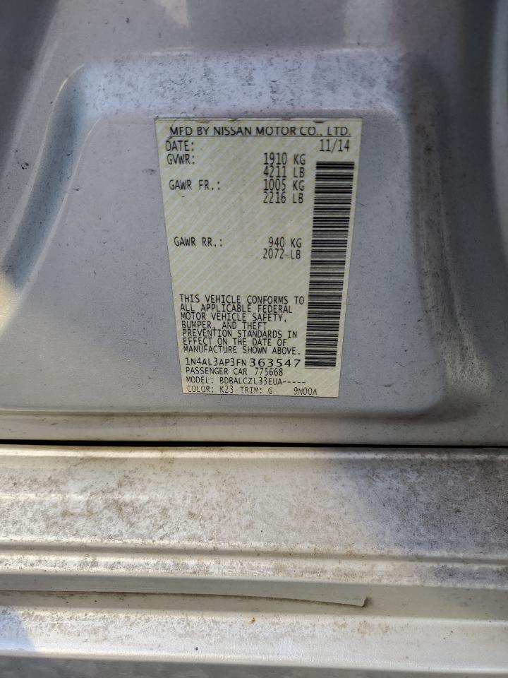 2015 Nissan Altima 2.5 VIN: 1N4AL3AP3FN363547 Lot: 68416605