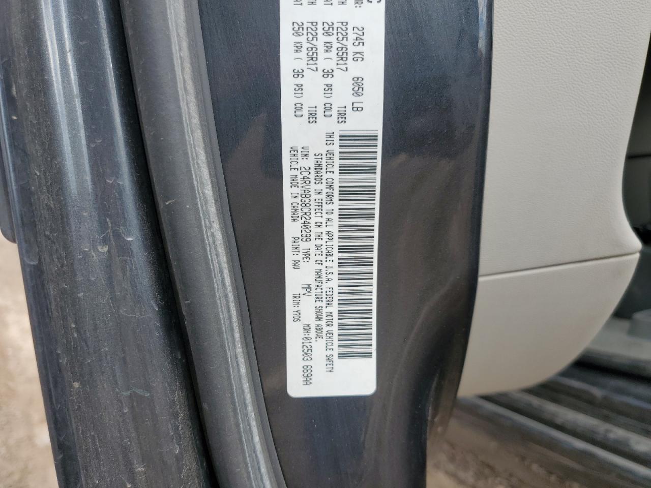 2012 Volkswagen Routan Se VIN: 2C4RVABG8CR240299 Lot: 70406865