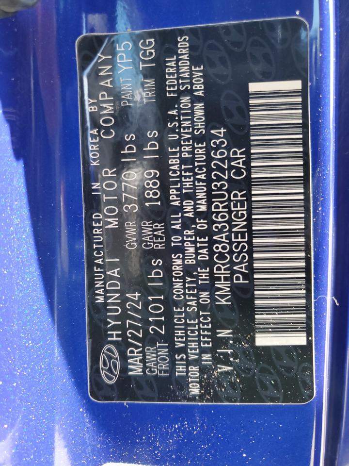 2024 Hyundai Venue Sel VIN: KMHRC8A36RU322634 Lot: 70125235