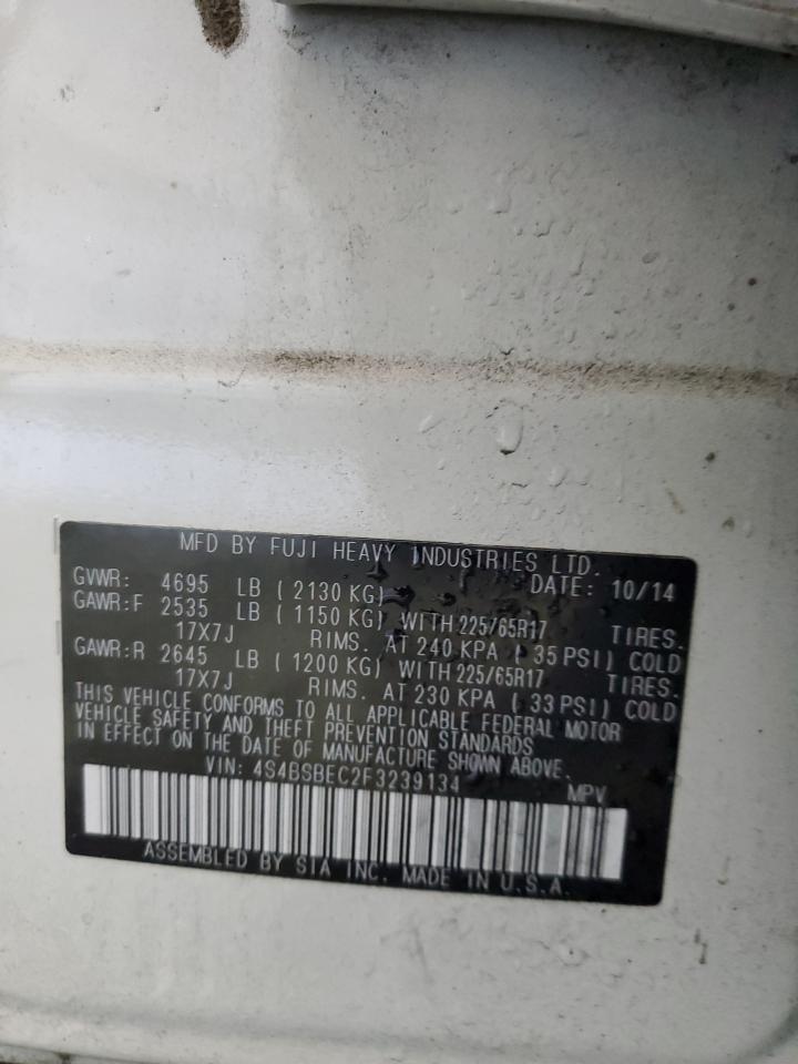 2015 Subaru Outback 2.5I Premium VIN: 4S4BSBEC2F3239134 Lot: 69772705