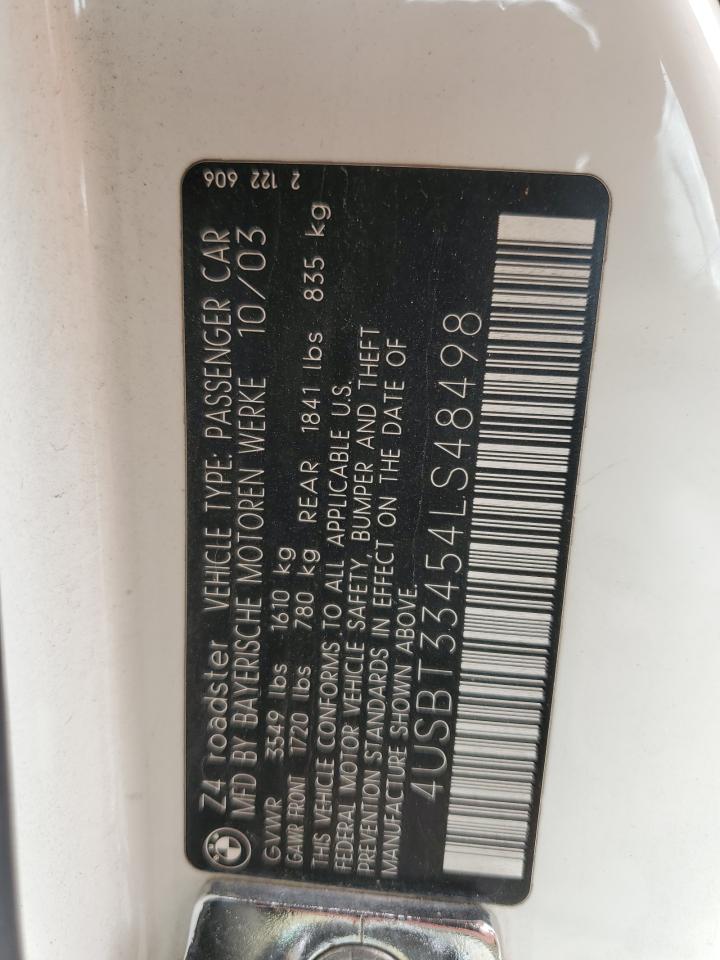 2004 BMW Z4 2.5 VIN: 4USBT33454LS48498 Lot: 68170775