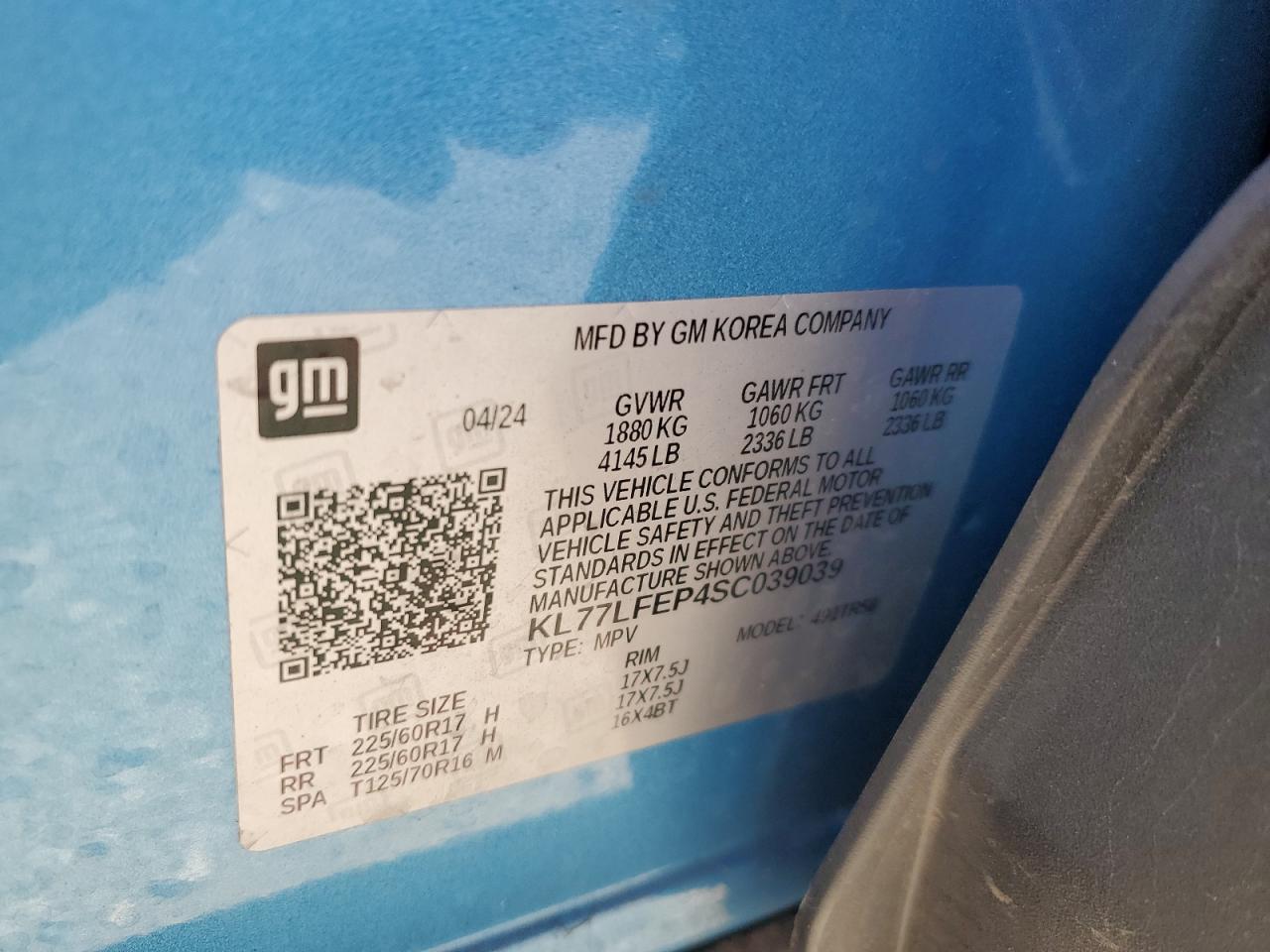 2025 Chevrolet Trax Ls VIN: KL77LFEP4SC039039 Lot: 69467065