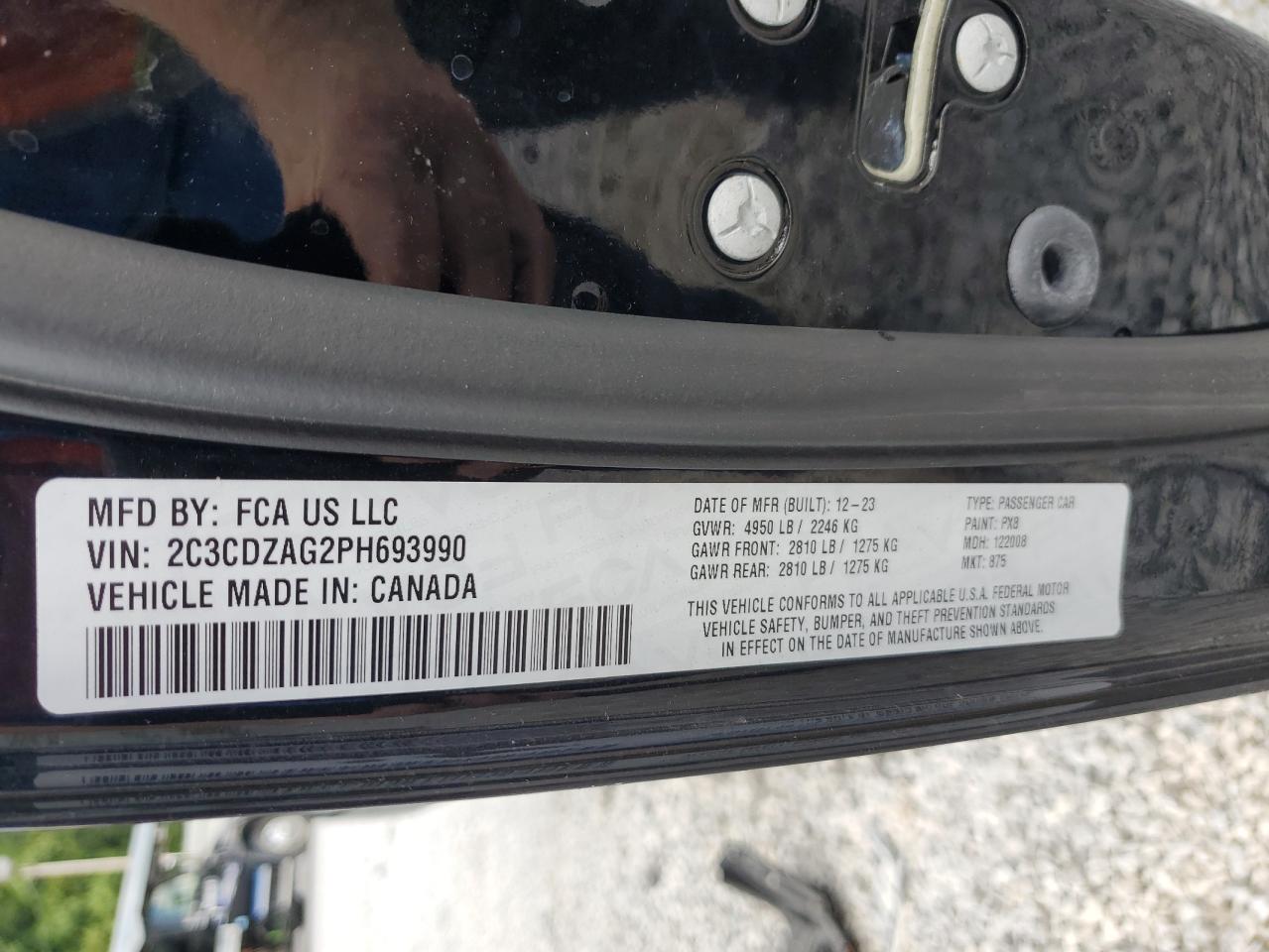 2023 Dodge Challenger Sxt VIN: 2C3CDZAG2PH693990 Lot: 68336885