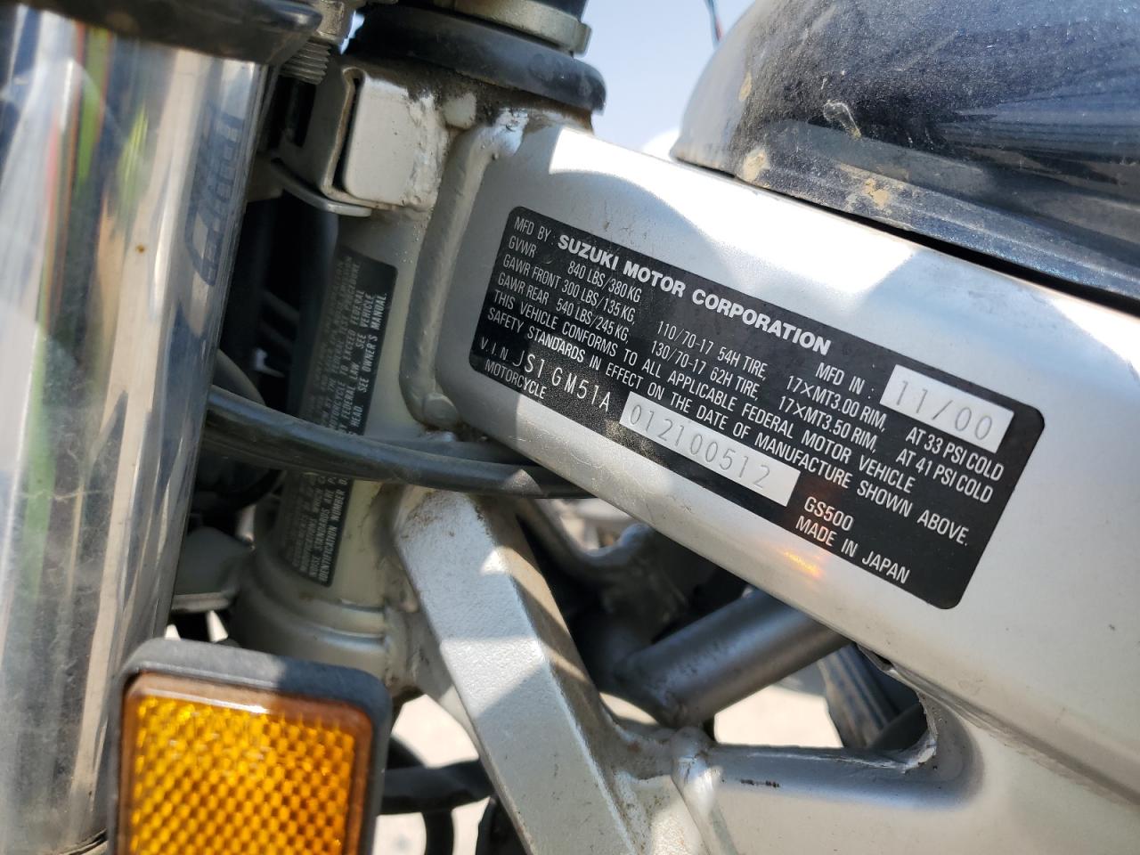 JS1GM51A012100512 2001 Suzuki Gs500