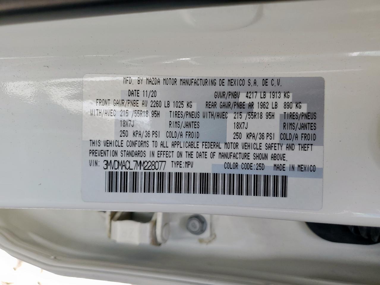 2021 Mazda Cx-30 Preferred VIN: 3MVDMACL7MM228077 Lot: 69212935