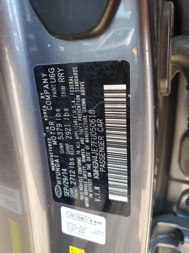 2015 Hyundai Genesis 3.8L VIN: KMHGN4JE7FU050618 Lot: 70314225