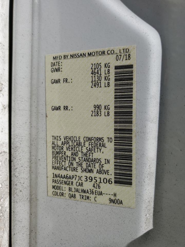 2018 Nissan Maxima 3.5S VIN: 1N4AA6AP7JC395106 Lot: 70037745