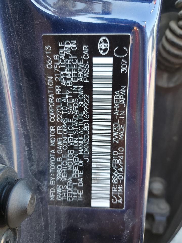 2013 Toyota Prius VIN: JTDKN3DU8D1699922 Lot: 68151285