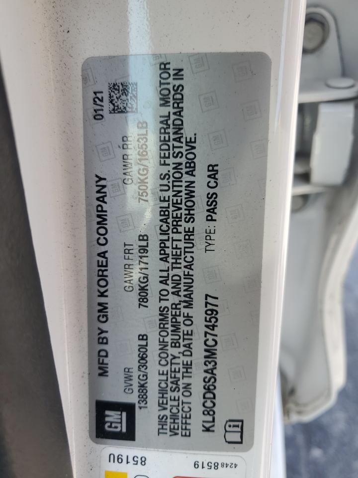 2021 Chevrolet Spark 1Lt VIN: KL8CD6SA3MC745977 Lot: 68975335