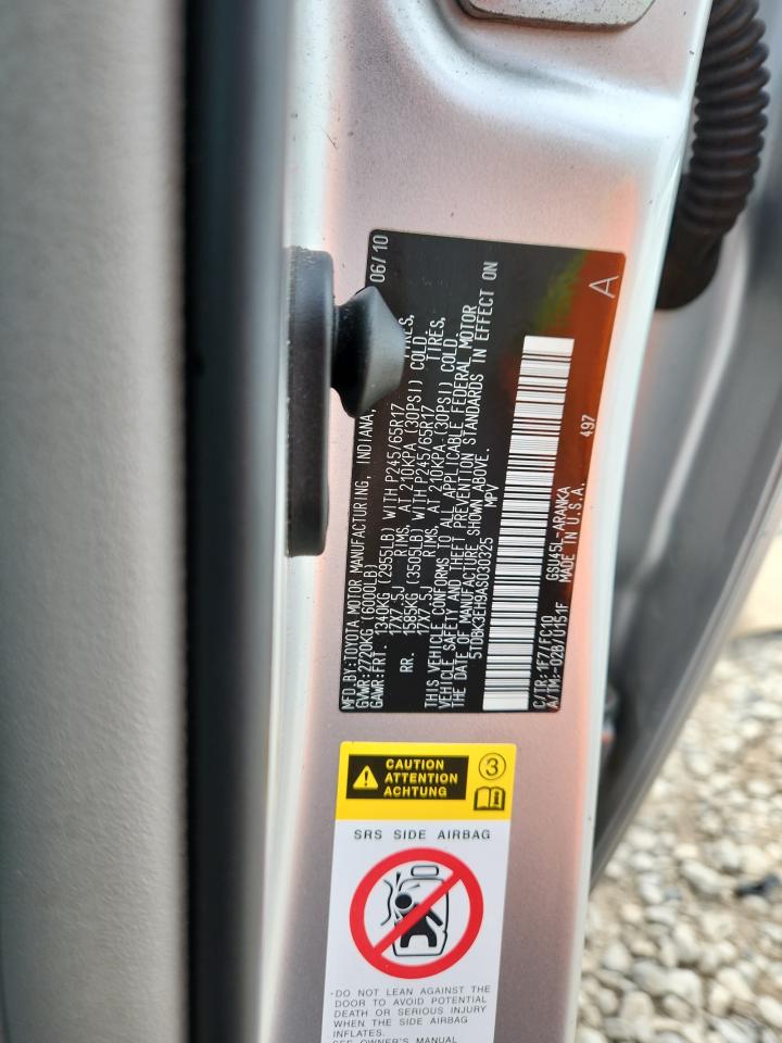 2010 Toyota Highlander VIN: 5TDBK3EH9AS030325 Lot: 70388495