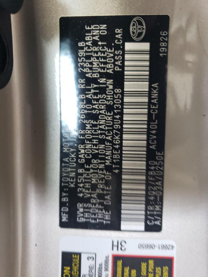 2009 Toyota Camry Base VIN: 4T1BE46K79U413058 Lot: 67720645