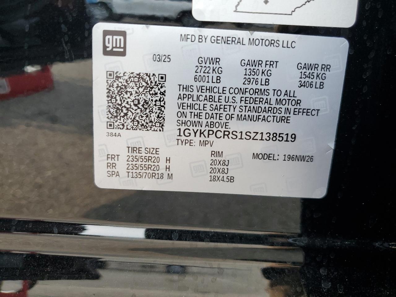 2025 Cadillac Xt6 Premium Luxury VIN: 1GYKPCRS1SZ138519 Lot: 67202965