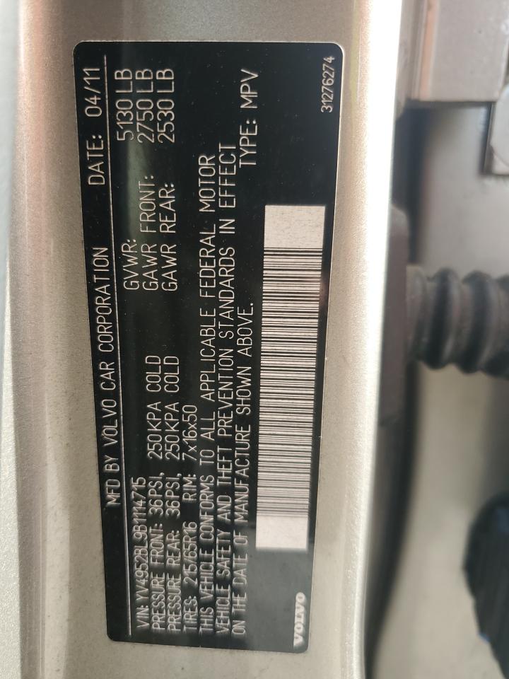 2011 Volvo Xc70 3.2 VIN: YV4952BL9B1114715 Lot: 70093205