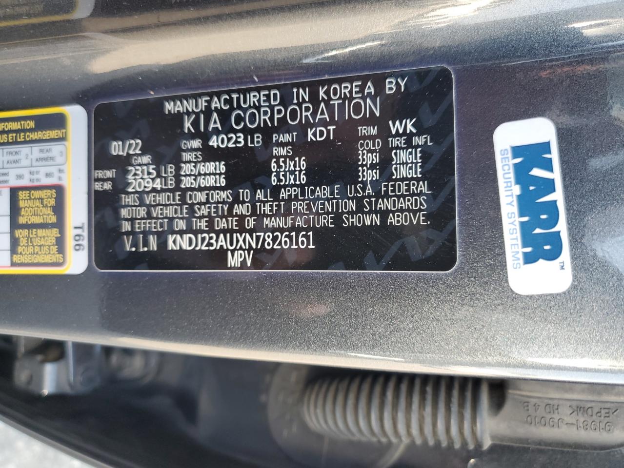 2022 Kia Soul Lx VIN: KNDJ23AUXN7826161 Lot: 70926325