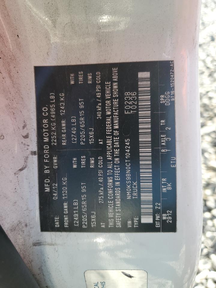 2012 Ford Transit Connect Xlt VIN: NM0KS9BN0CT104245 Lot: 69126865