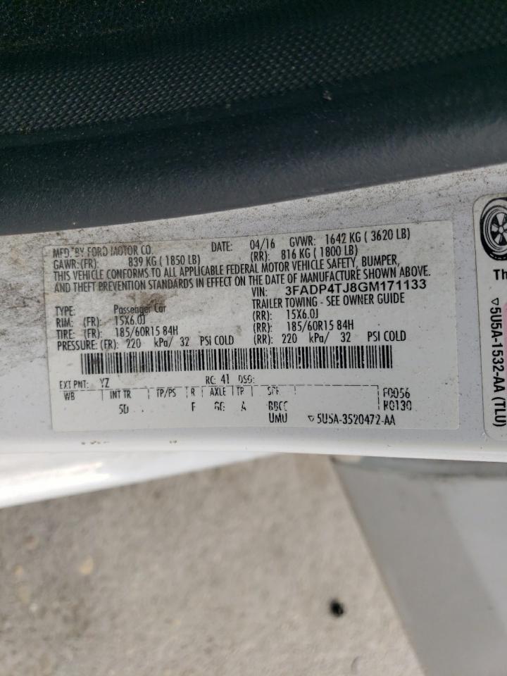 2016 Ford Fiesta S VIN: 3FADP4TJ8GM171133 Lot: 67110045