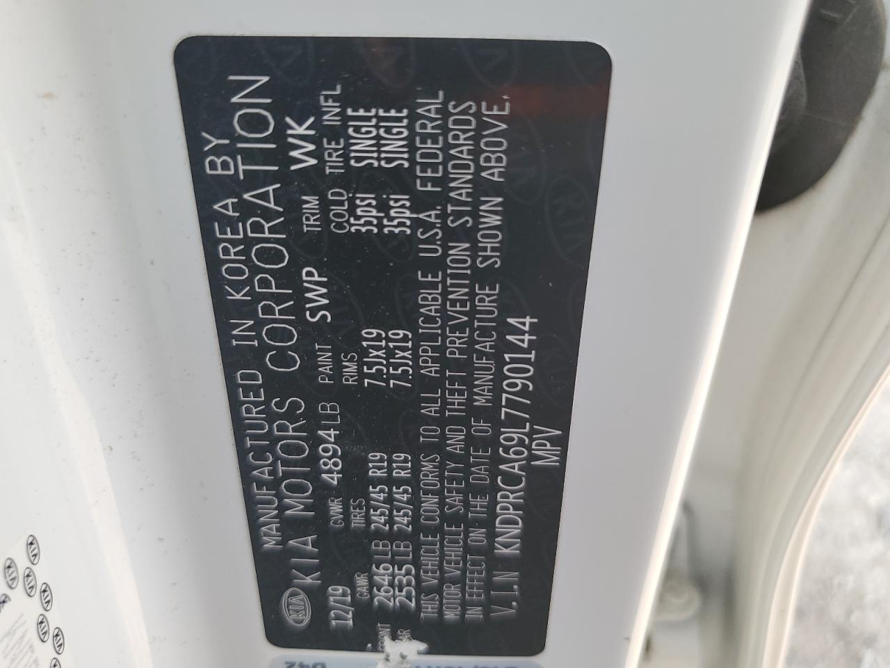 2020 Kia Sportage Sx VIN: KNDPRCA69L7790144 Lot: 67984335