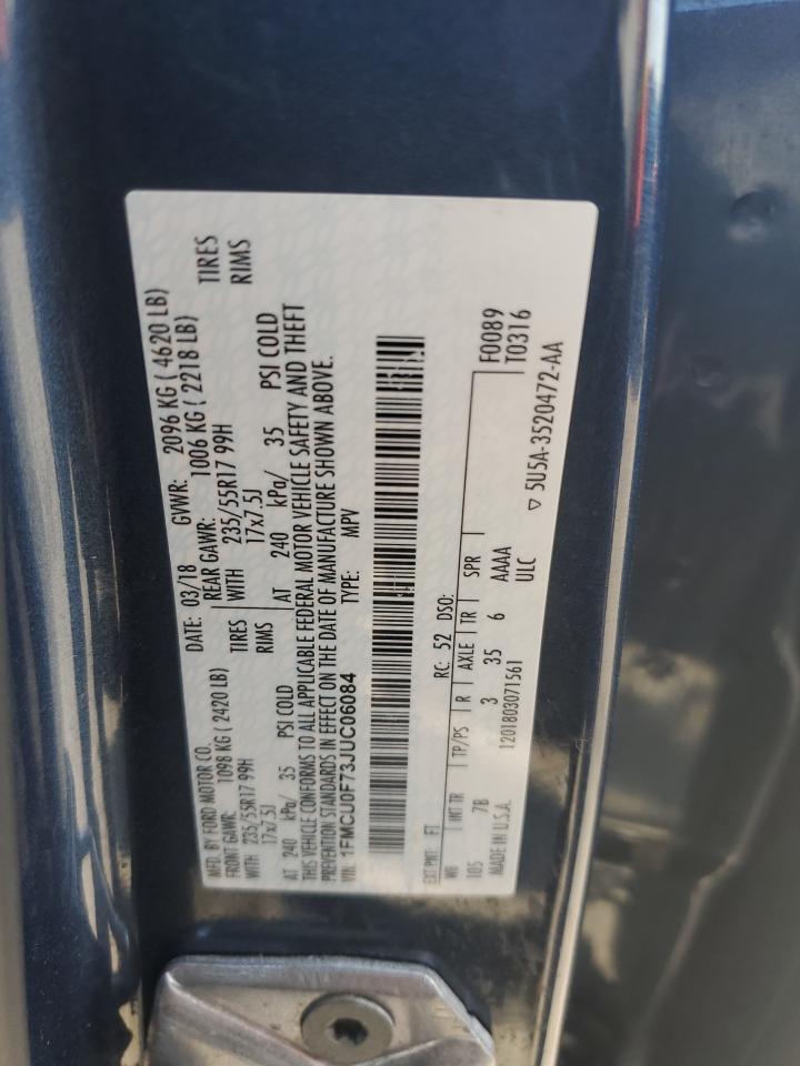 2018 Ford Escape S VIN: 1FMCU0F73JUC06084 Lot: 68415595