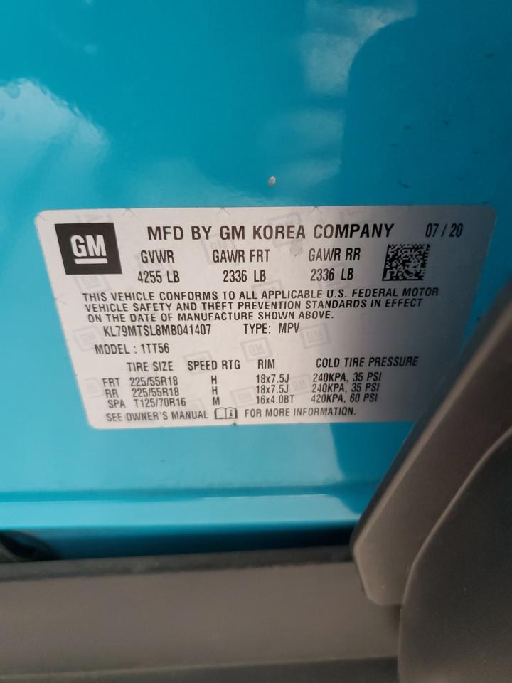 2021 Chevrolet Trailblazer Rs VIN: KL79MTSL8MB041407 Lot: 70383635