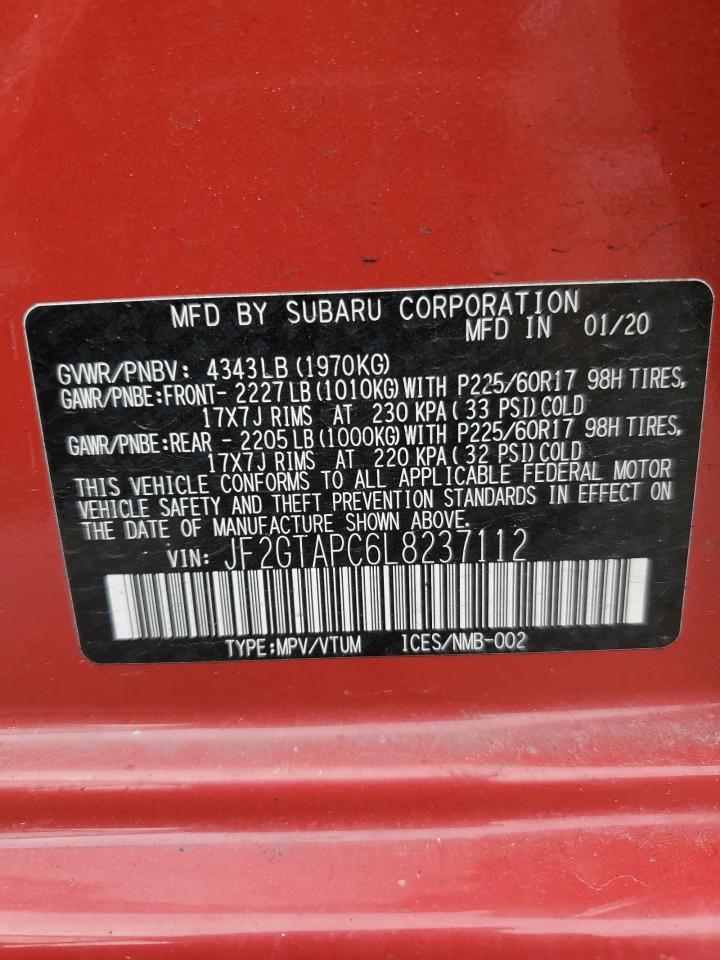 2020 Subaru Crosstrek Premium VIN: JF2GTAPC6L8237112 Lot: 69596395
