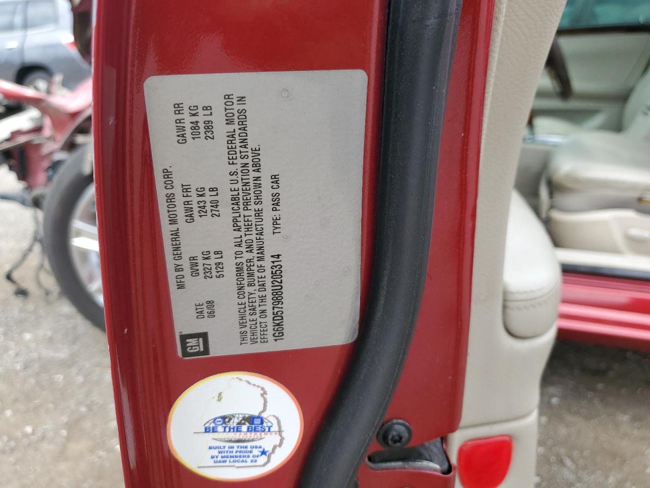 2008 Cadillac Dts VIN: 1G6KD57988U205314 Lot: 68966935