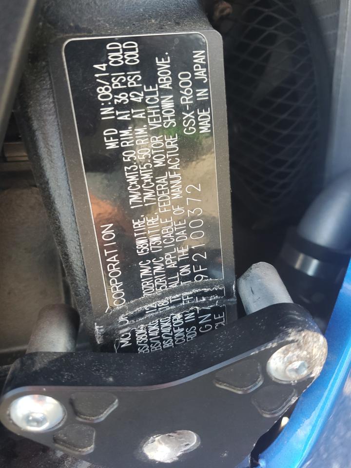 2015 Suzuki Gsx-R600 VIN: JS1GN7FA9F2100372 Lot: 94471845