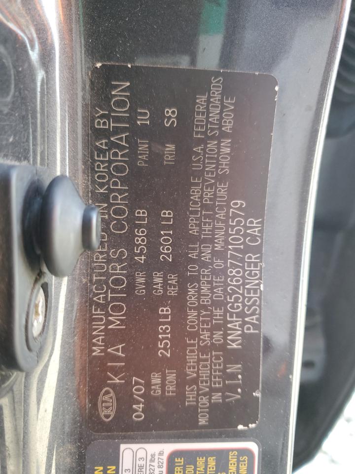 2007 Kia Rondo Lx VIN: KNAFG526877105579 Lot: 70117495