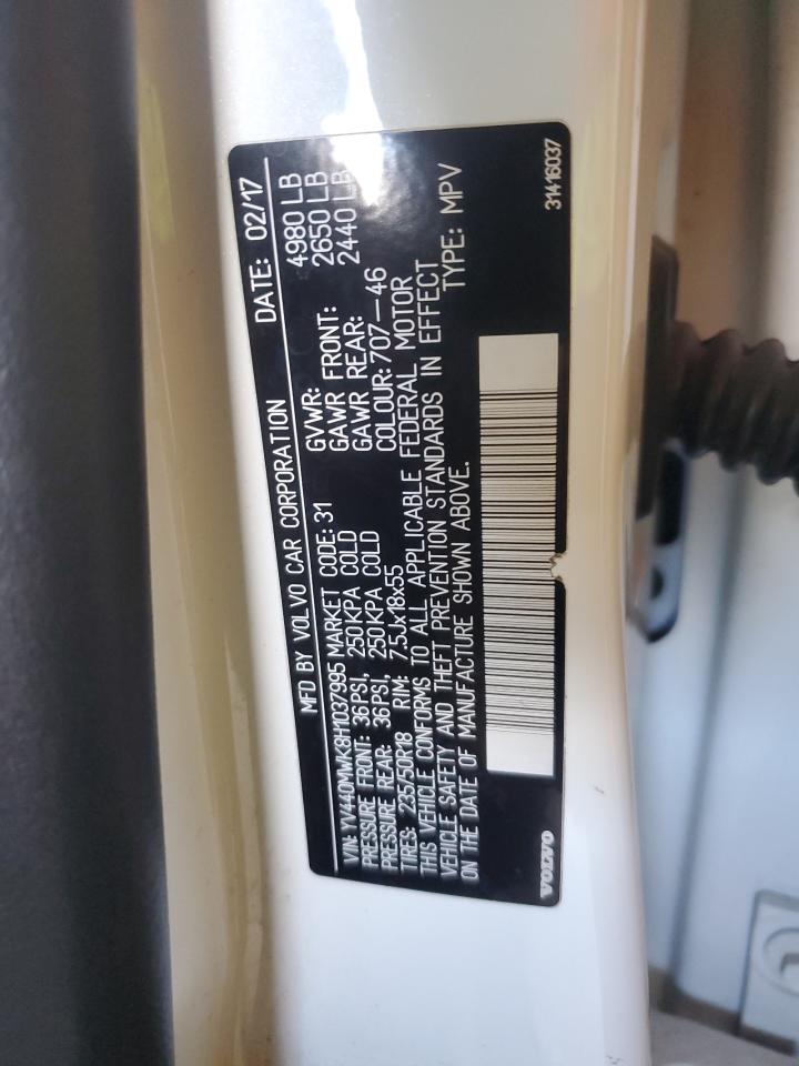 2017 Volvo V60 Cross Country Premier VIN: YV440MWK8H1037995 Lot: 66992125