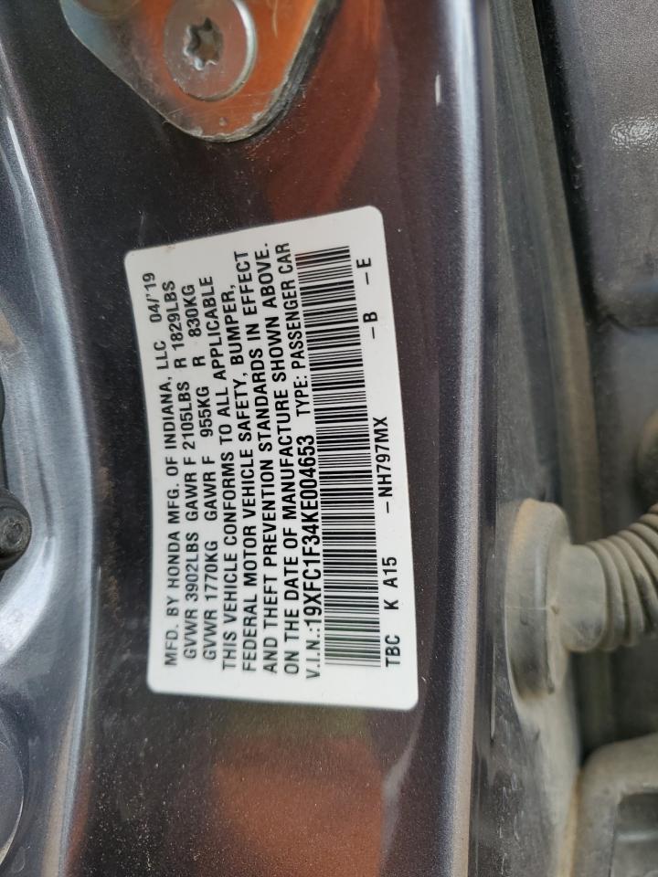 2019 Honda Civic Ex VIN: 19XFC1F34KE004653 Lot: 69515335