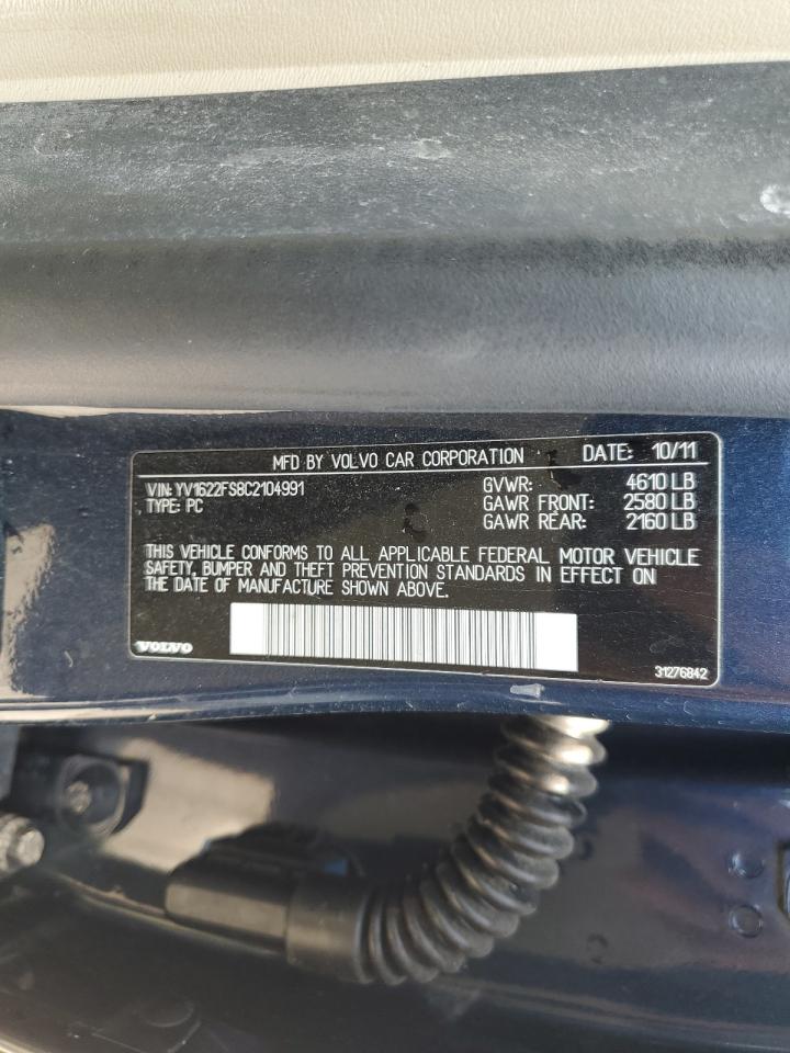 2012 Volvo S60 T5 VIN: YV1622FS8C2104991 Lot: 67851555