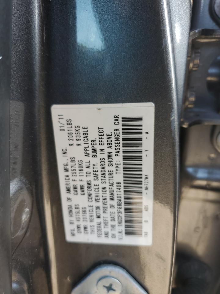 2011 Honda Accord Exl VIN: 1HGCP3F88BA017408 Lot: 67631295