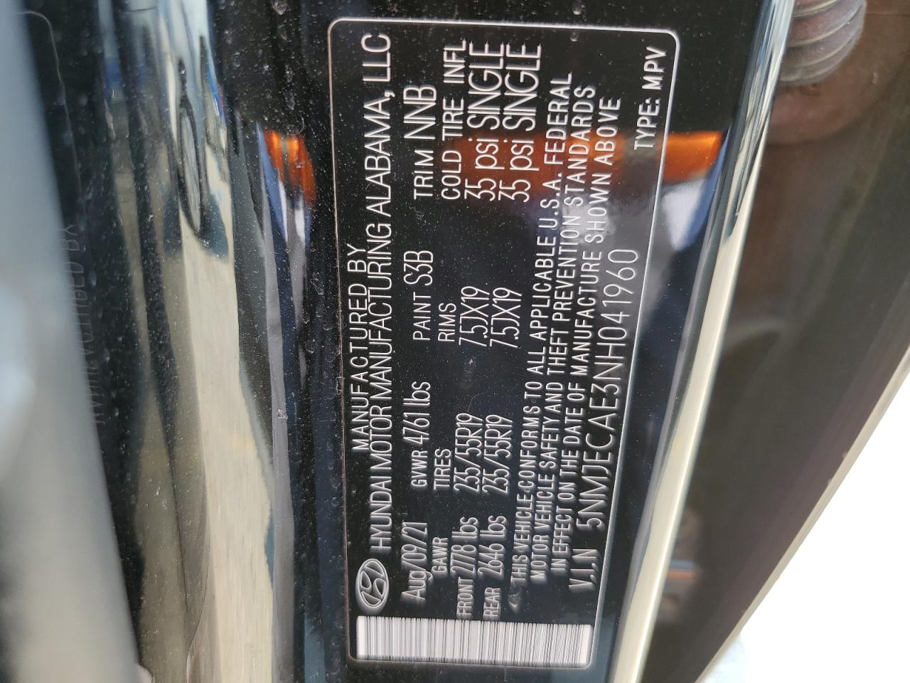 2022 Hyundai Tucson Limited VIN: 5NMJECAE3NH041960 Lot: 67776605