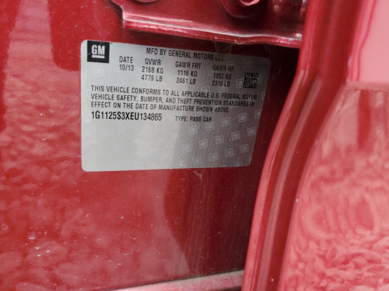 2014 Chevrolet Impala Lt VIN: 1G1125S3XEU134865 Lot: 68717675