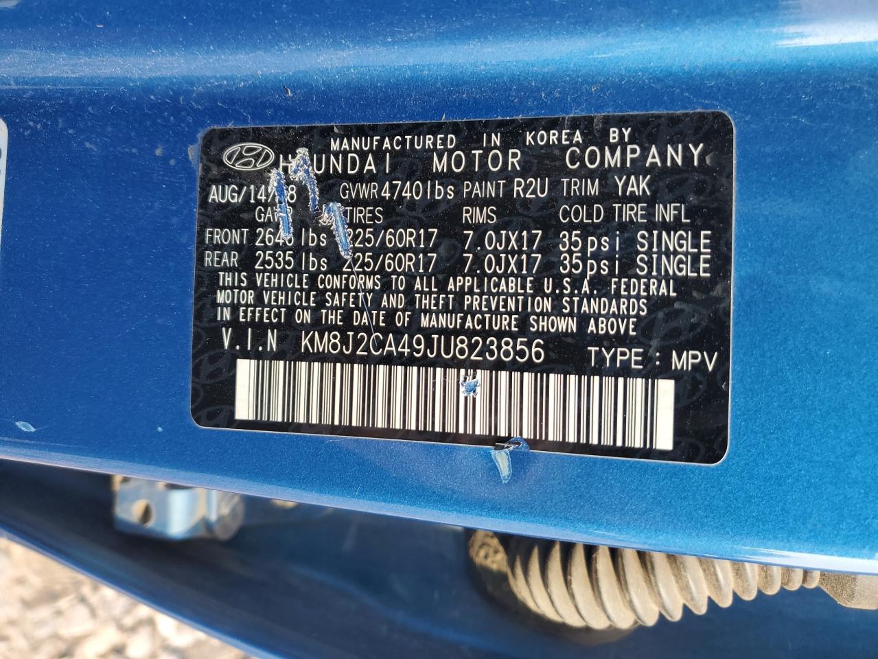 KM8J2CA49JU823856 2018 Hyundai Tucson Se