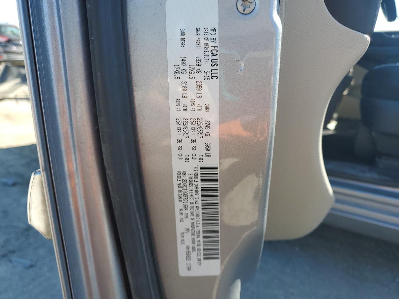 2015 Chrysler Town & Country Touring VIN: 2C4RC1BG6FR711604 Lot: 70445915