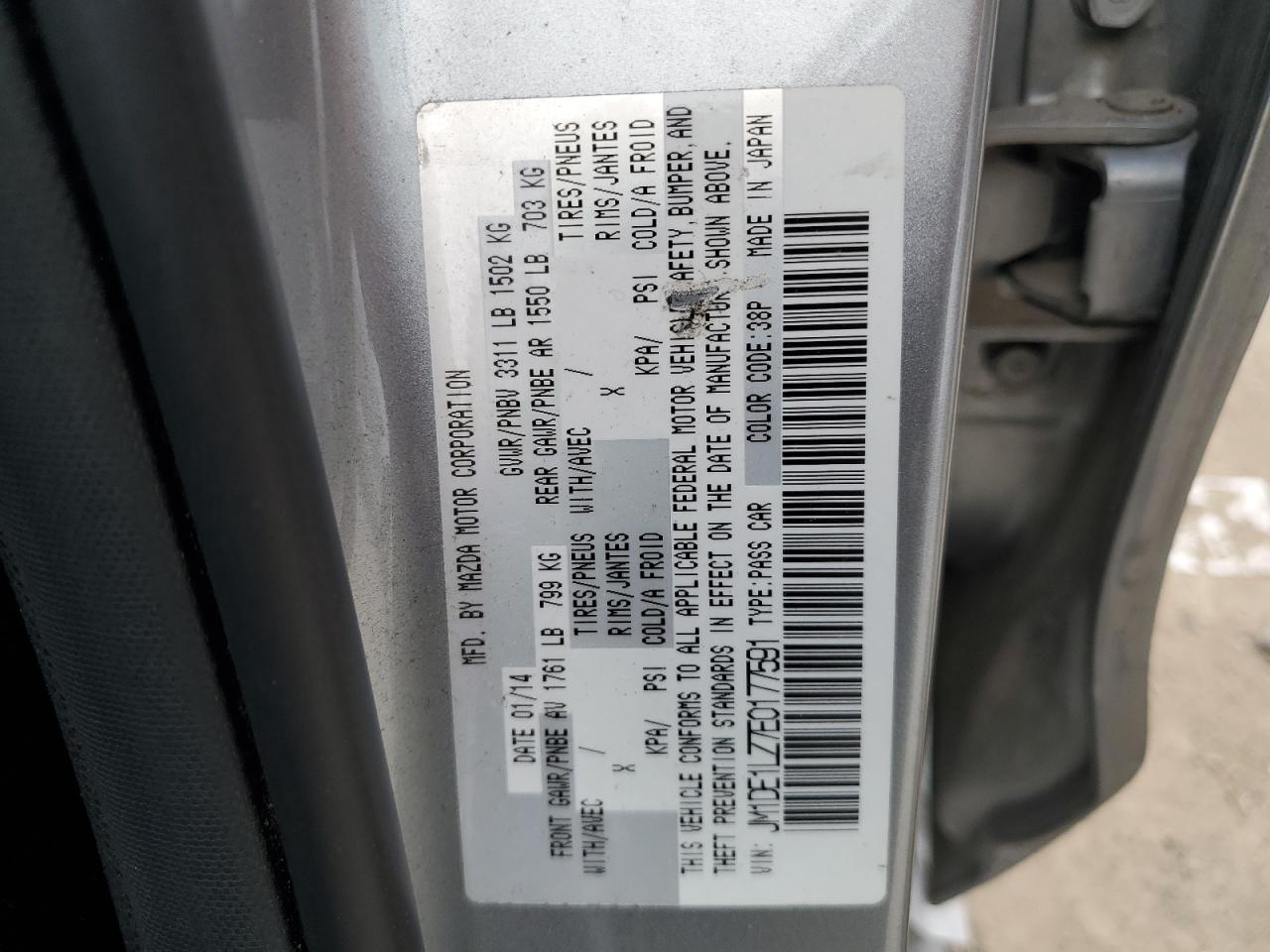 2014 Mazda Mazda2 Touring VIN: JM1DE1LZ7E0177591 Lot: 68541905
