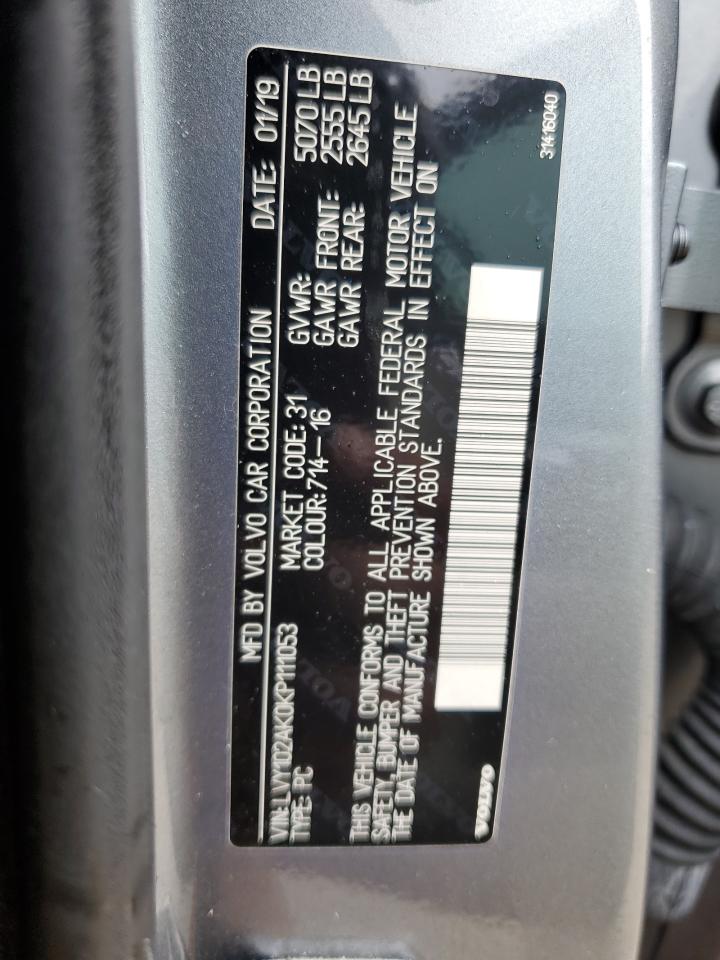 2019 Volvo S90 T5 Momentum VIN: LVY102AK0KP111053 Lot: 71067305