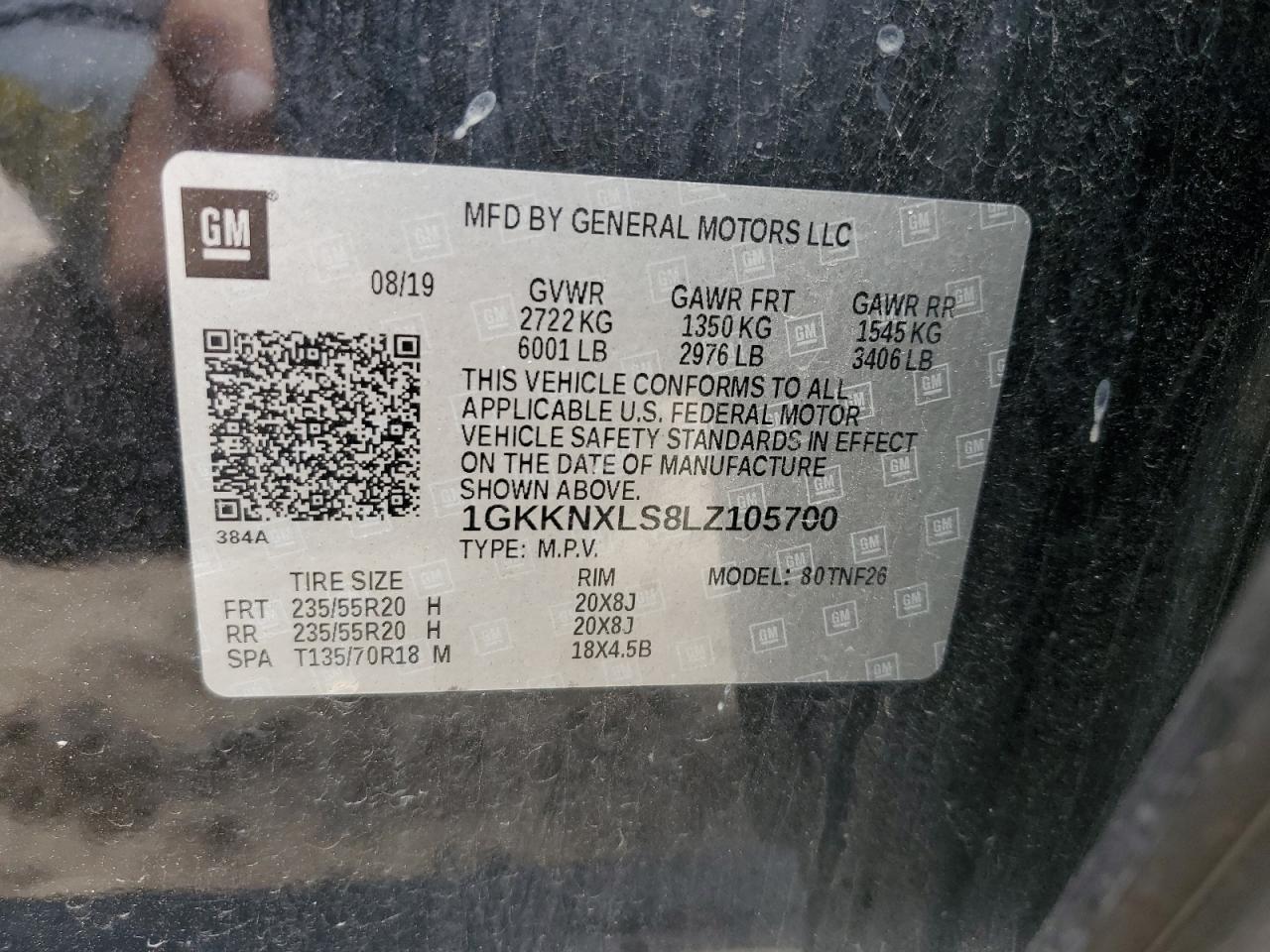 2020 GMC Acadia Denali VIN: 1GKKNXLS8LZ105700 Lot: 67235645