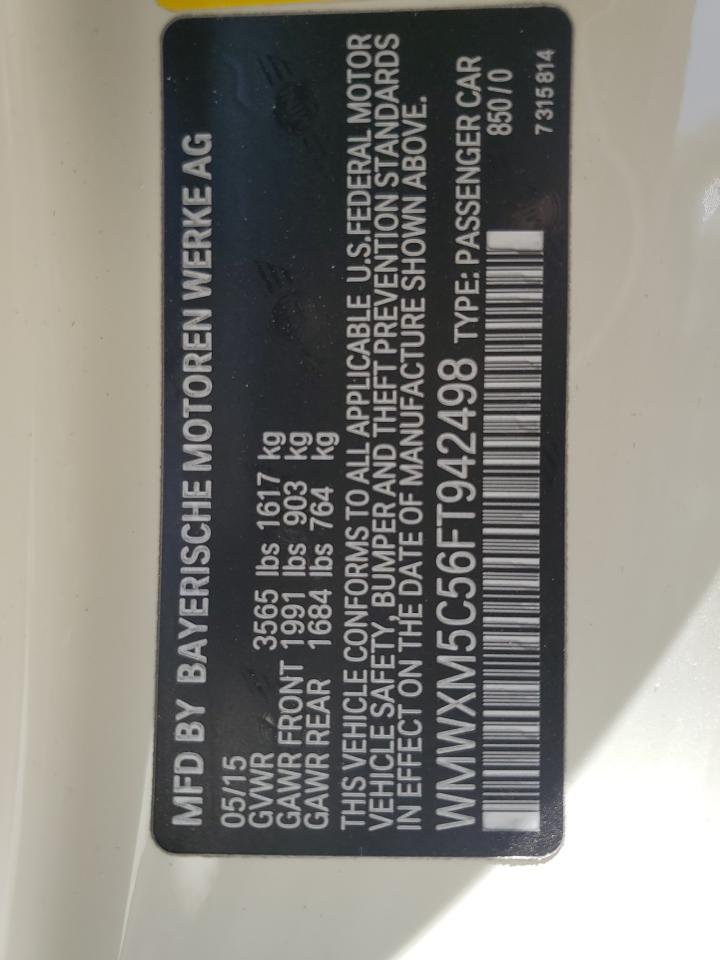 2015 Mini Cooper VIN: WMWXM5C56FT942498 Lot: 68108795