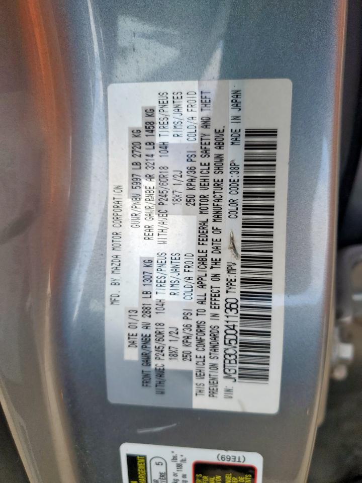 2013 Mazda Cx-9 Touring VIN: JM3TB3CV5D0411360 Lot: 68833245