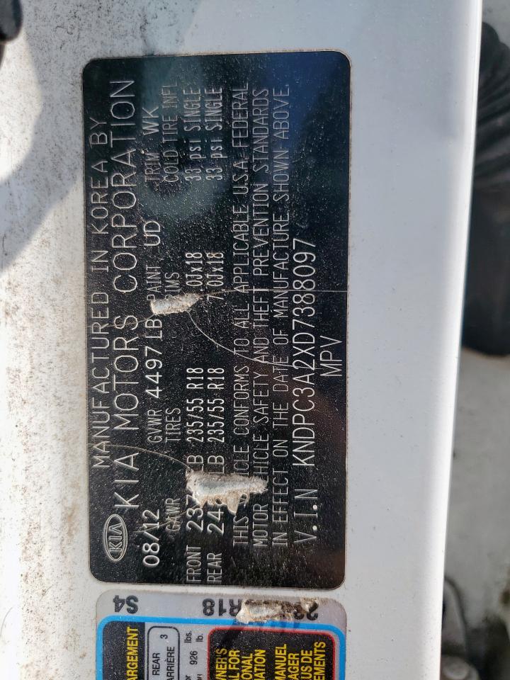 2013 Kia Sportage Ex VIN: KNDPC3A2XD7388097 Lot: 69884155